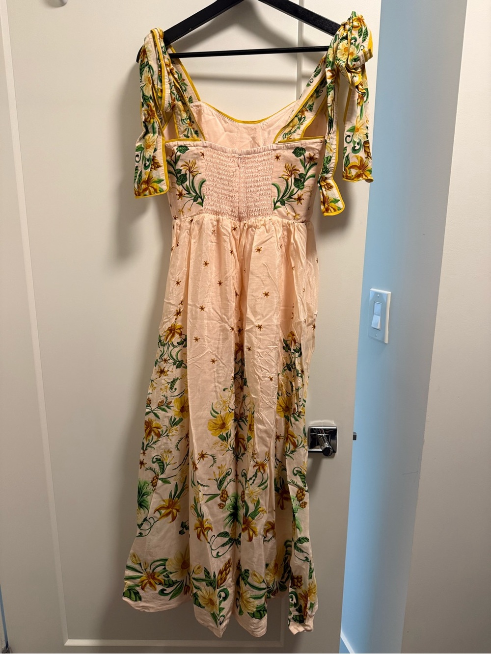 Peach Floral Tie-Shoulder Maxi Dress - Picture 2 of 3